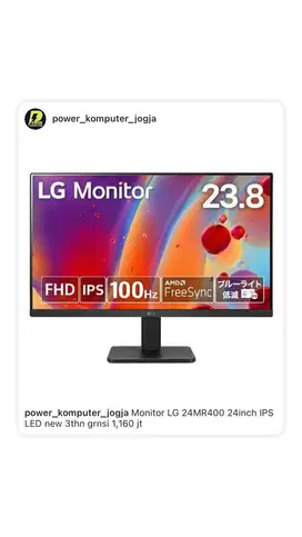 MONITOR 24 INCH IPS 100HZ MERK LG NEW GRNSI 3 TAHUN HARGA 1,1 JT AN AJ
