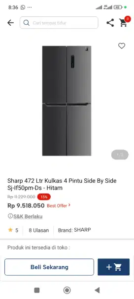Sharp 472ltr kulkas 4pintu sjif50pm