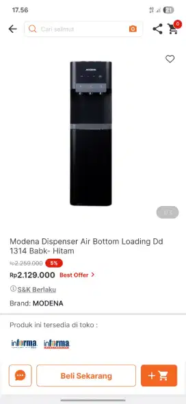 Ready stok dispenser modena