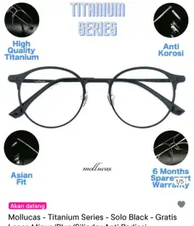 Jual BU Kacamata Mollucas-Titanium Series -Solo Black