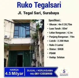 Ruko Bagus Cocok Untuk Usaha Di Kawasan Ramai Tegalsari Surabaya