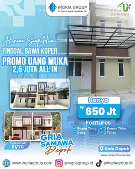 Rumah 2 Lantai Gria Samawa Depok Dekat Tol Sawangan Promo All In 2.5Jt