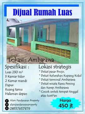 Dijual Cepat BU Rumah 1LT Kupang Ambarawa