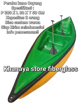 perahu kano kps 2 orang warna hijau kuning,perahu dayung fiberglass