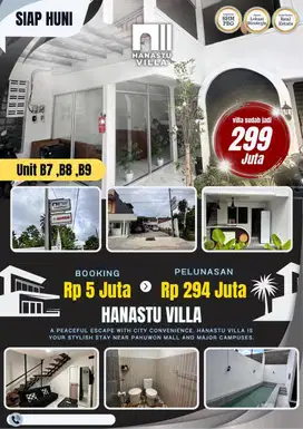 Hanastu villa siap huni bonus elektronik dan interior