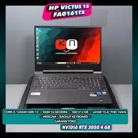 Hp Victus 15 FA0161TX Core i5 12450H Gen12 RTX3050 Layar Fhd 144Hz
