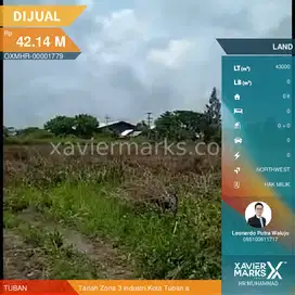 Tanah 4,3 hektar zona 3 industri di Tuban cocok Industri keramik,pupuk