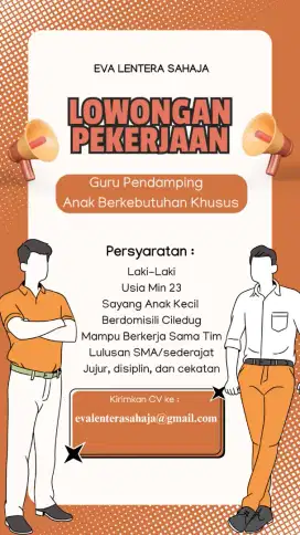 LOWONGAN KERJA GURU PENDAMPING ANAK BERKEBUTUHAN KHUSUS