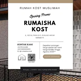 Rumaisha Kost Putri Mahasiswi/Karyawati Muslimah di Surabaya Timur