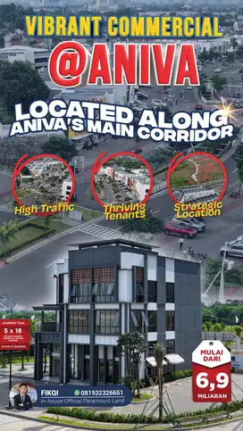 Ruko Aniva Studio Loft 4 Lantai 5x18, Komersial Strategis Hadap Jalan