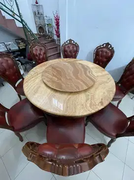 Meja Makan Marmer Sisik Naga Asli (NEGO)