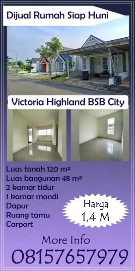 Dijual Cepat Rumah 1LT Victoria Highland