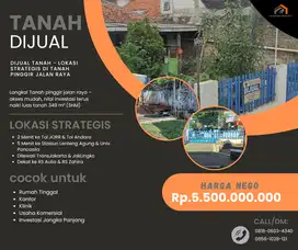 Dijual Tanah Langka! Tanah pinggir jalan raya – akses mudah