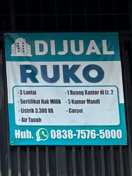 Jual Ruko Sangat Strategis Jalan Masuk Mobil Besar