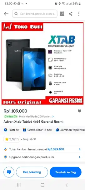 Jual Tablet Merk Advance bisa untuk nonton atau perangkat kasir