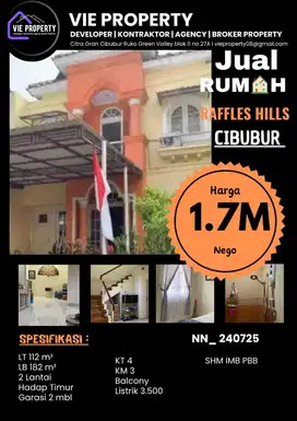 Di Jual Cepat Rumah Cantik Siap Huni. Raffles Hill Cibubur.