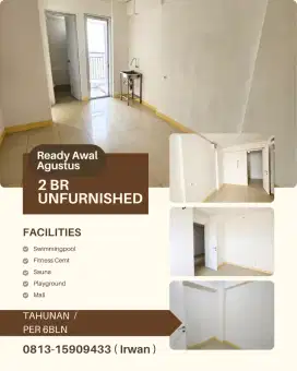 Sewakan 2 BR Kosongan Unfurnished Apartemen Bassura City Free IPL
