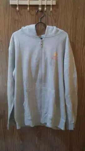 Preloved jaket abu unisex cewek/ cowok size XL