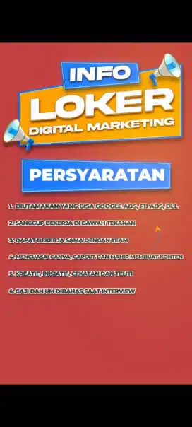 DICARI YG BERPENGALAMAN