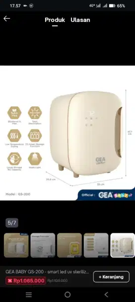 Sterlizer & dryer masih baru belom pernah di pake mau jual rugi.