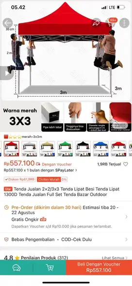 Tenda teras tenda jualan stand