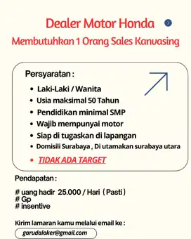 Di butuhkan 1 orang sales kanvasing