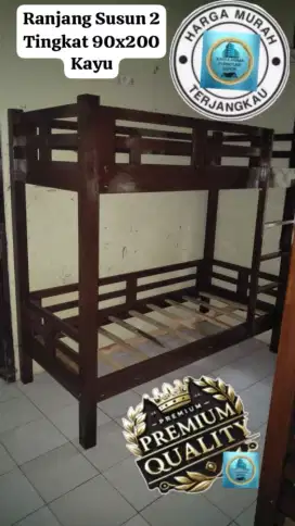 Ranjang Kayu Jati Tingkat 90x200 free ongkir free pasang 2.500.000