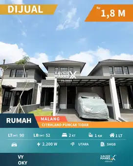 Dijual Rumah Baru American Style di Citraland Puncak Tidar Malang