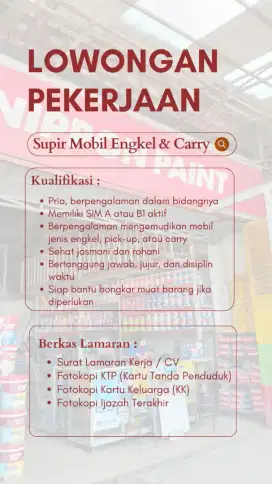 Supir Material bahan bangunan
