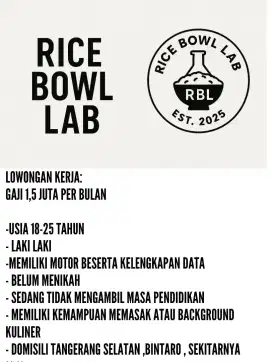 Lowongan Kuliner Dibutuhkan cook helper