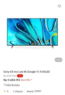 PROMO KREDIT 65 INCI LED 4K GOOGLE TV