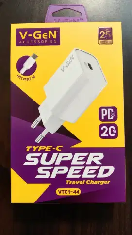 Travel Charger V-GeN VTC1-44 3A PD3.0 Auto ID 20Watt