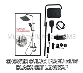 SHOWER COLOM PIANO AL 16 / SHOWER TIANG SET BLACK  PANAS DINGIN