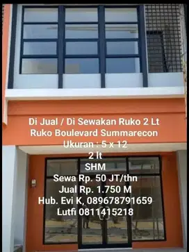 Dijual Ruko 2 lt di Graha Summarecon Makassar