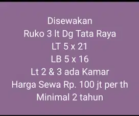 Disewakan Ruko 3 lt Jl. Dg Tata Raya, Makassar