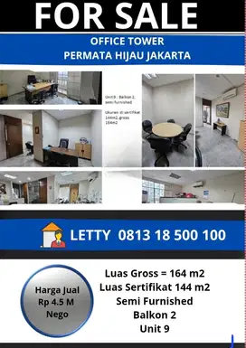 Office Tower Permata Hijau Jakarta Selatan Rp 4.5 M Nego