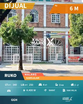 Dijual Cepat Ruko Lokasi Strategis Daerah Sawojajar Malang