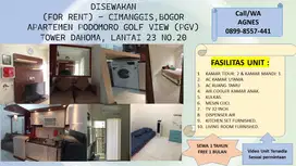 Dijual/Disewakan 2BR Apartemen Podomoro Golf View (PGV) Full Furnished