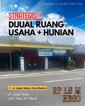 Dijual Ruang Usaha(toko) dan Hunian di Jl. Gajah Mada Kota Madiun