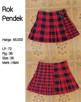Rok Pendek Kotak-kotak Rempel H&M