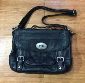 FOSSIL MADDOX SATCHEL BLACK LEATHER
