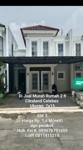 Di Jual Murah Rumah 2 lt, Citraland Celebes, jl.Hertasning