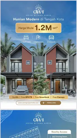 Dijual Rumah Baru Cluster Griya Witana Harja Pamulang