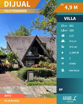 Super Murah Villa Full Furnished di Klub Bunga Batu Dekat Jatim Park
