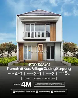 Dijual Rumah Nara Village Gading Serpong Harga 4Man
