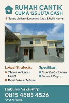 jual Perumahan inden 4 bulan bisa reques layout