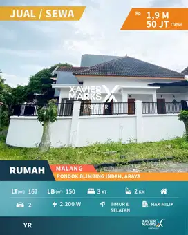 Dijual Rumah Bagus Baru Renov Nyaman Aman di PBI Araya Blimbing Malang