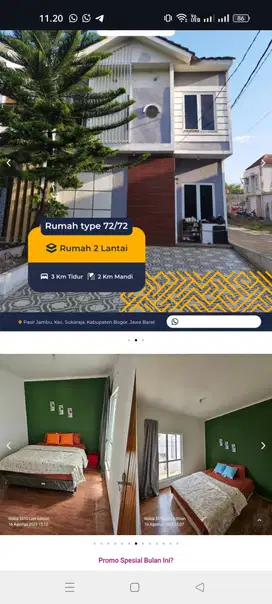 Rumah Murah 2 Lantai Dekat Stasiun Cilebut Bogor