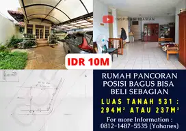 Rumah Pancoran 531mtr Posisi Bagus bisa beli sebagian