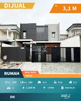e091 Rumah Design Modern Tropis di Cluster Golf Kota Araya Malang